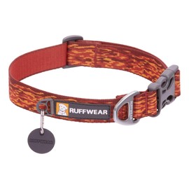 RUFFWEAR Flat Out Collar, Classic Dog Collar for Large to Very Large Dog Breeds, Adjustable Fit, Size L (51-66 cm), Ember Distortion