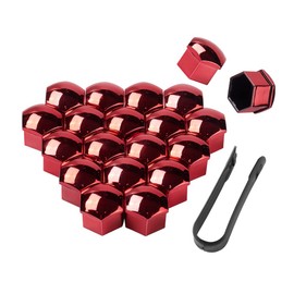Blueshyhall 21mm Wheel Lug Nut Cover Bolt Caps Anti-Rust Car Tire Nut Cover with Removal Tool (Pack of 20) - Chrome Red
