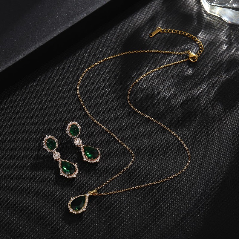 Cinmilada Teardrop Cubic Zirconia Jewelry Set for Women - Sterling