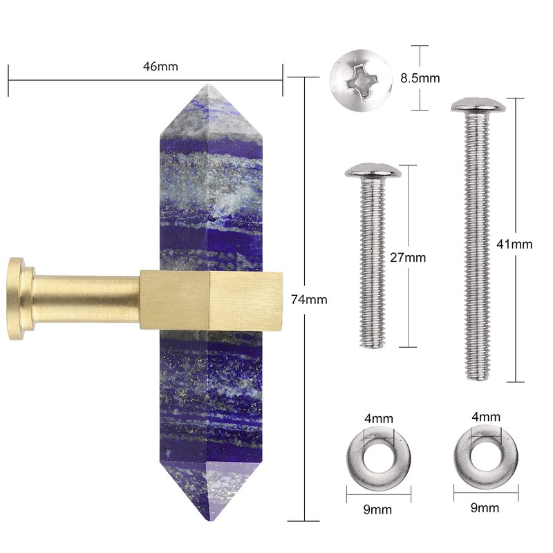 mookaitedecor Set of 2 Lapis Lazuli Double Crystal Points Drawer