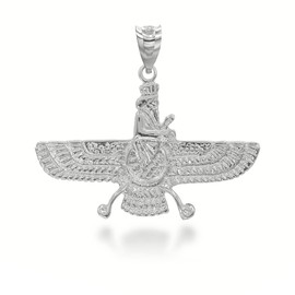 Claddagh Gold .925 Sterling Silver Farvahar Faravahar Pendant Iranian Persian Zoroastrian