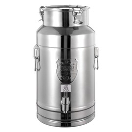 304 Stainless Steel Beverage Dispenser with a Spigot 5.28 Gallon Drink Dispenser Tote Jug with Sealed Lid Milk Can for Milk and Wine Liquid Storage 20L