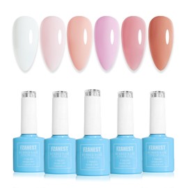FZANEST Base Builder Colors Set, Jelly Nude Pink Milky White Color Strengthener Builder Extension Gel Polish Soak Off UV LED Gel Nail Kit Nail Glue Gel Manicure Gift