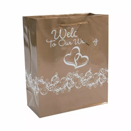 Funexpress Gold Gift Bag Medium Wedding Gold with Hearts Gift Bags Bridal Gift Favors 12