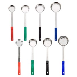 Primelyne Set of 8 Portion Control Serving Spoons, Ladle Set, Spoodle, 4 Perforated and 4 Solid - 2, 4, 6 and 8-Ounce