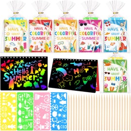 Motipuns 24 Sets End of Year Students Gifts from Teacher Bulk Rainbow Color Scratch Off Party Favors Set for Kids Preschool Kindergarten Graduation Gifts for Pool Party Goody Bag Favors