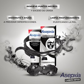 ASEPXIA Carbón Detox Mascarilla Purificante, Remueve puntos negros y exceso de grasa, Ayuda a prevenir granitos, Para piel mixta con imperfecciones, 30 g