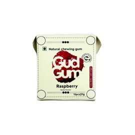 GUDGUM Natural & Sugar-Free Chewing Gum – Plastic-Free, Biodegradable, Vegan (Pack of 6, Raspberry)