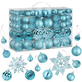 102pcs Christmas Baubles Plastic Christmas Tree Baubles Christmas Decoration Snowflakes Christmas Decoration Set