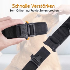 Dog Collar Adjustable Control Handle, Tactical Collar Dog with Robust Metal Buckle for Medium Large Dogs, Collars Wide 3.8 cm, Collar K9 Training Nylon M, Black