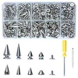 PRATYAHARA 354 Piece Punk Spikes and Rivets Set for Leather Craft and Clothing Punk Style