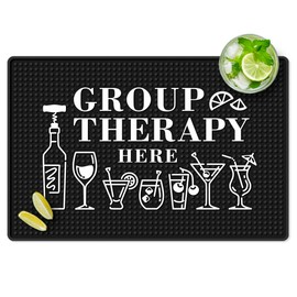 Group Therapy Bar Mat for Countertop Perfect Bar Decor - Ideal for Bartending & Home Bar Spill-Proof, Durable, Non-Slip Rubber Bar Mat - Large Size 18"x12" - Bar Mats for Home Bar - Thick Rubber Mat
