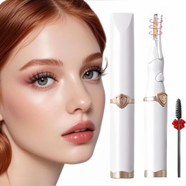 Heated Eyelash Curler, 2-in-1 Clip-Type Design, 3 Temperature Modes, USB Rechargeable Electric Eyelash Curler, Natural Curling 24H Long-Lasting Curl, Gift for Women & Girls, Beige-CC