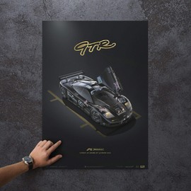 Unique & Limited Poster McLaren F1 GTR Le Mans 1995 GOLD 50 x 70 cm