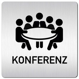 Türschilder24 XXL Door Sign 125 x 125 mm Conference 003 1.5 mm Aluminium Solid Material 100% Made in Germany