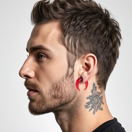 DOEARKO 2Pcs Glass Septum Pincher Tapers C Shape Buffalo Ear Taper Stretching Expander Rings for Nose Ear Gauges Size 14G-2G (Red, 5mm(4G))