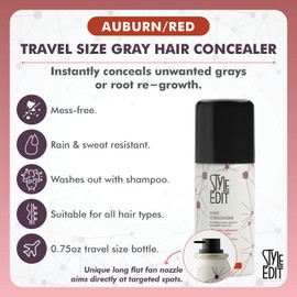 STYLE EDIT Root Touch Up Spray for Auburn Red Hair by Style Edit | Gray Hair Coverage and Temporary Auburn Red Hair Dye | 0.75 oz. Travel Size
