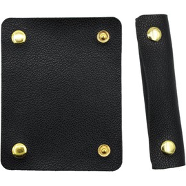 PU Leather Luggage Handle Wraps, Travel Bag Handle Cover, Wallet Handle Protectors, Soft Purse Strap Cover Pad, 2Pcs (Black, One Size)