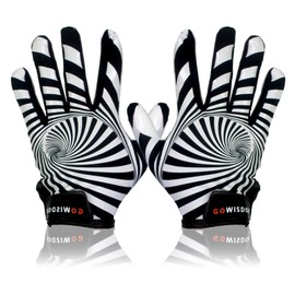 hisptgo Youth Football Gloves, Ultra Sticky Receiver Gloves for Kids with Enhanced Grip and Protection, Ideal for Flag and Touch Football, Spiral Black