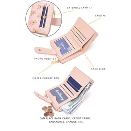 YUEcthynous Women's Short Purse in Small Zip Design Format Bear Embossing Zip Wallet with RFID Blocking and Many Compartments, Fashionable and Practical, lightpink, Fashion