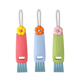 3 Pack 3-in-1 Cup Lid Cleaning Brush Set, Multifunctional Crevice Cleaner Tool for Bottle Gaps, Straw & Sealed Lid, Portable Brush for Food Storage Containers