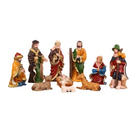 Genubi Industry Mini Nativity Set 10pcs, Resin Nativity Scene Figurines Baby Jesus Oranment for Home Office Tabletop Decoration Desktop Collectibles Decor