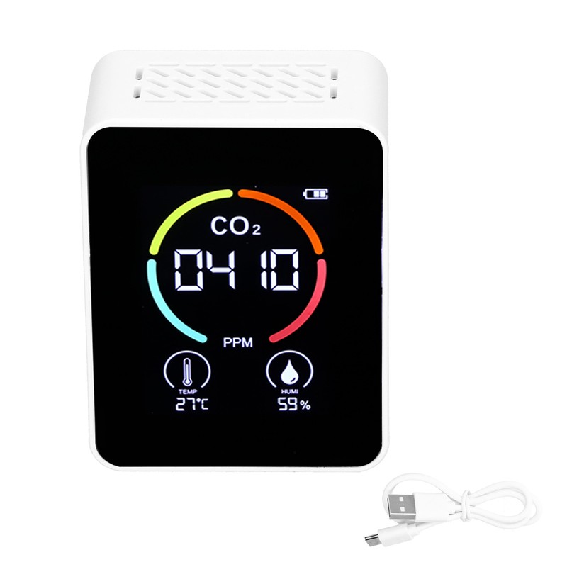 Carbon Dioxide Detector Semiconductor USB Charging LCD Temperature Humidity Detection