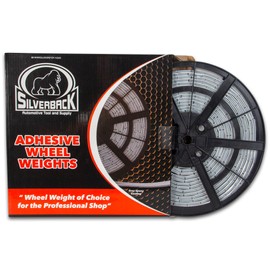 Silverback 1/2oz Steel Adhesive Tape Wheel Weights with Easy Peel Tape. Designed for The Professional Tire Dealer for Passenger Cars, Trucks, SUV's, & Motorcycles. Roll Grey .50oz Steel Tape Weight.