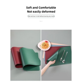 Yutry&lyin Heat Insulation PU Leather Table Mat Set of 2,non-slip,washable,wipe-clean,waterproof,oil resistant,thickened material anti-scald,suitable for home,kitchen and office desk (Pink)