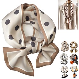 LHLZNB 1 pieces clover silk scarf for women uk，Large Square Satin Headscarves Hair Scarves，Silk Accessories Classic Patterned Squares Beach Bandanas for Women (speckle)