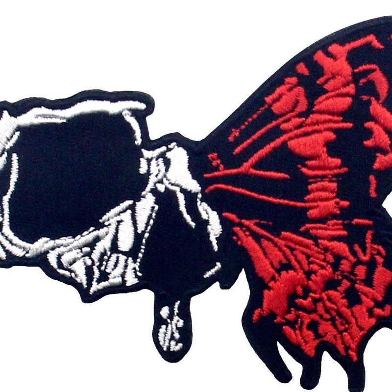 ZEGIN Half Skull Half Butterfly Patch Embroidered Applique Badge Iron