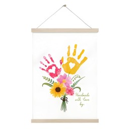 Poranlem Baby Handprint Craft Art DIY Floral Bouquet Kids Birthday Activity Children Toddler Keepsake Mother's Day Grandma Flower Painting Gift Family Holiday Celebration Wood Color (Scroll)