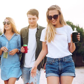 kwmobile 2x Can Cooler Cover 330ml / 355ml Can - Can Cooler Holder 6.5 x 10 cm - Black/Red