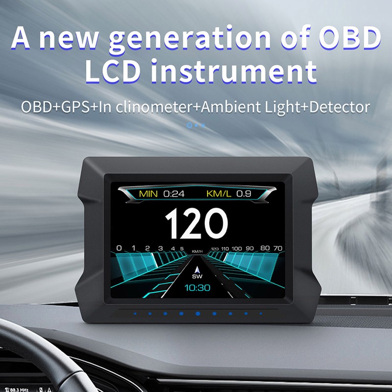 Universal Car HUD OBD2 GPS Gauge Display with Slope Meter