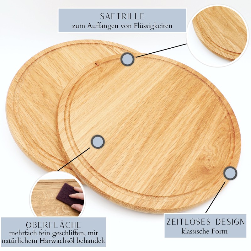 JOWE Round Wooden Kitchen Chopping Board in Oak | Oak