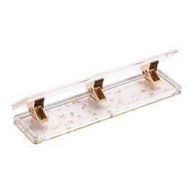 Desktop Paper Punch with Non-Slip Fabric Base Gold Leaf, Acrylic Three Holes Puncher, 10-Sheet Capacity for Use in Scrapbooking, Offices, Schools, and Studios