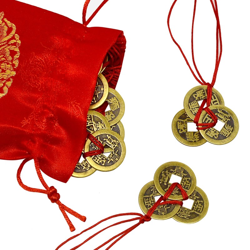 Fengshuisale 3 PCS Ancient Chinese Fortune Brass Coins Fengshui I-Ching