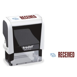 Trodat Stamp 4912 Office Printy with English Text RECEIVED – Self Inking, Red and Blue Ink, 18 x 46 mm