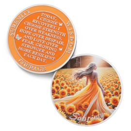 Blooming Sunflower Women Sobriety Coin - Addiction Recovery Change AA Coins - Affirmation NA AA Chips and Medallions - Celebrate Sober Living Clean Narcotics Alcoholics Anonymous Gifts for Women Men