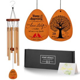 30th Anniversary Wedding Wind Chime with Meaningful Sayings, Happy 30th Anniversary Decorations Romantic Gifts for Couple, Parents, Wife, Husband, Friends, Silver Anniversary Keepsake