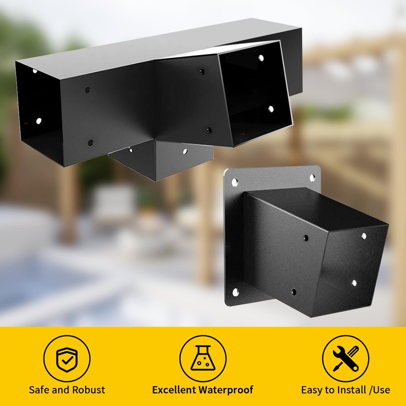 DEVALLEY 15° Angled Pegola Roof Bracket kit,4-Way Slanted Post Contector