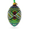 Green Geometric Pysanka Ukrainian Egg Glass Christmas Ornament 4 Inches