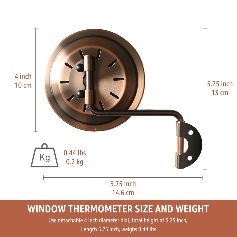Foxyoo 4-Inch Outdoor Thermometer and Humidity Gauge, Window Thermometer for