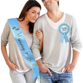 GDTO8820 CoolerthingssDG, Baby Shower Light Blue Sash Daddy to Be Tinplate Badge in Combo Kit Baby Shower Party Gender Reveals Party Gifts (Light Blue),