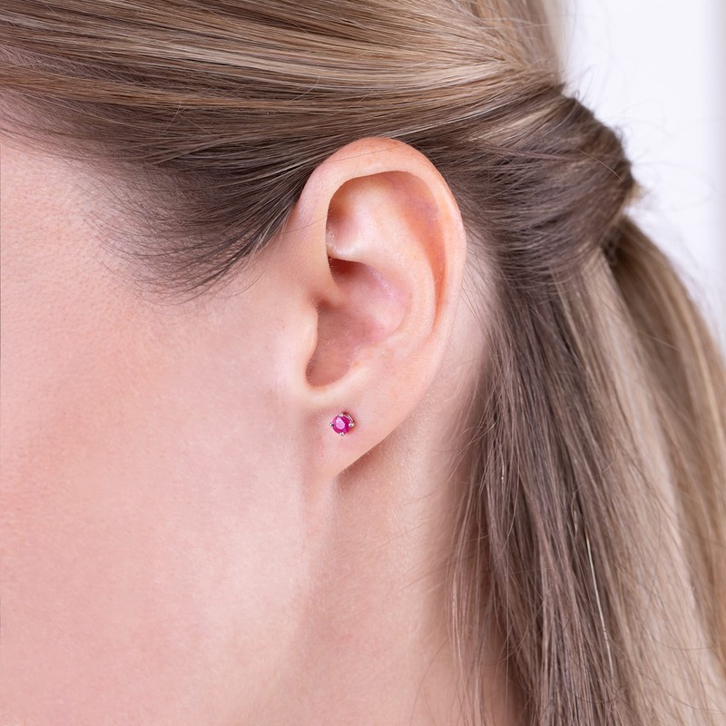 Ivy Gems 9ct White Gold Small Four Claw Ruby Stud