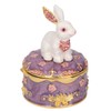 Rabbit Trinket Box Vintage Metal Enamel Antique Floral Engraving Pattern