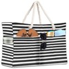 BGIUSQF Beach Bag with Zip, Beach Bag Large, Striped Beach