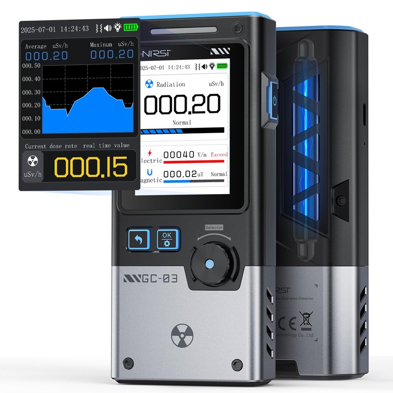 FNIRSI GC-03 Geiger Counter Electromagnetic Detector, 3IN1 Nuclear Radiation Detector