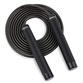 FEECCO 1/2 lb Weighted Jump Rope for Boxing, Cardio, Crossfit Workout, 8~11ft Range Adjustable Length Steel Ropes with Ball Bearings and Metal Handles