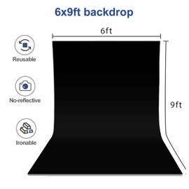 EMART Black and White Backdrop for Photography,6x9 ft 2 in 1 Black White Screen Background for Birthday Video Studio Portrait Photoshoot